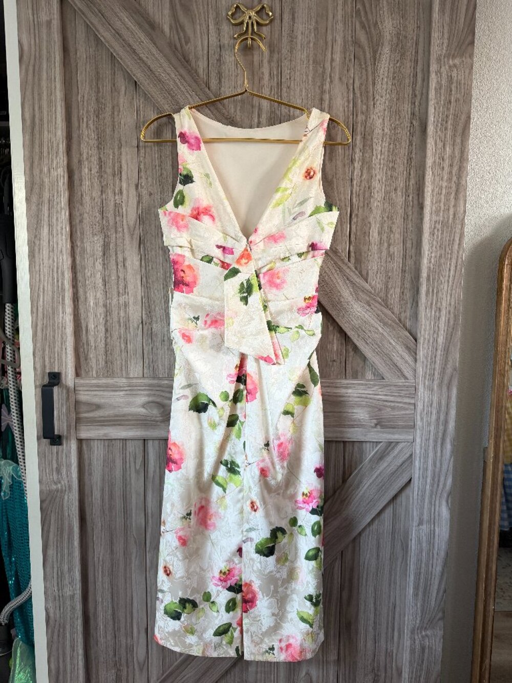 Eliza J Women's Floral Jacquard Ruched Midi Dress